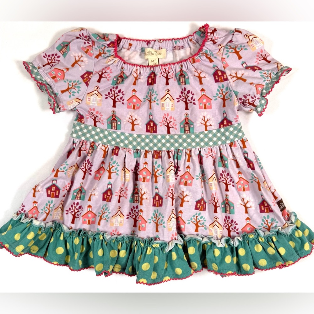MATILDA JANE As You Wish Once Upon a Time School House Print Tunic Top Size 2